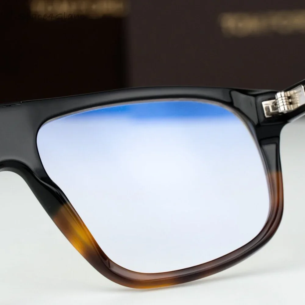 Tom Ford Women Eyeglasses Black Havana Blue Block Aviator FT5901-B-N 056 NEW